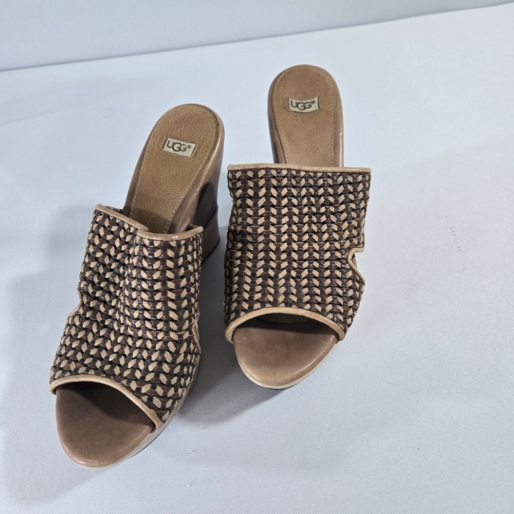UGG Australia Women's Doha Wedge Platform Sandal Braided Woven Brown Size 9 - Picture 2 of 8